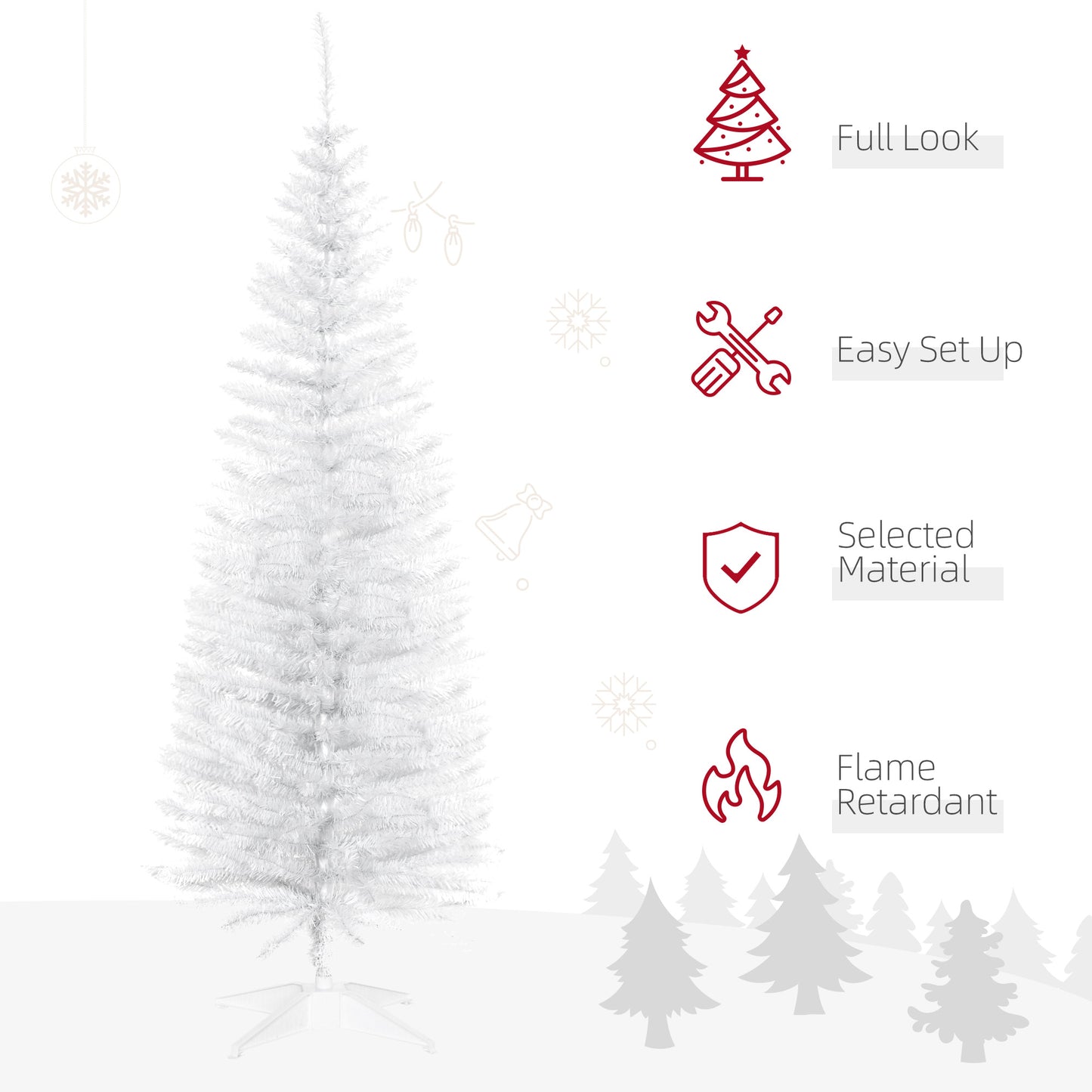 5ft Christmas Tree Artificial - White Slim  294 Tips