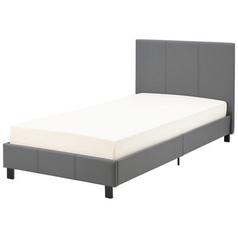 GFW Bugi Single Bed Faux Leather Grey 3 x 7ft