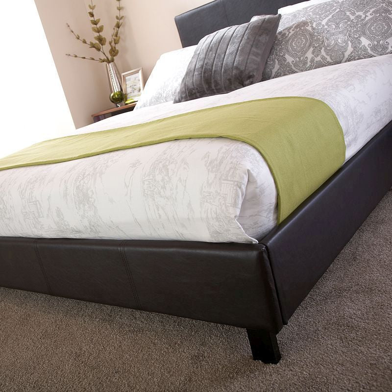 GFW Bugi Double Bed Faux Leather Black 4 x 7ft