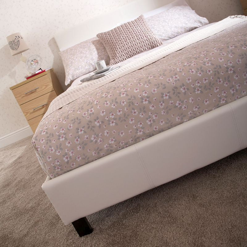 GFW Bugi Double Bed Faux Leather White 4 x 7ft