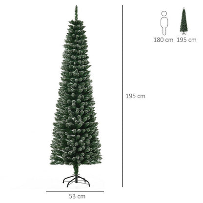 Homcom 6 Foot Artificial Snow Dipped Christmas Tree Xmas Pencil Tree with Foldable Black Stand