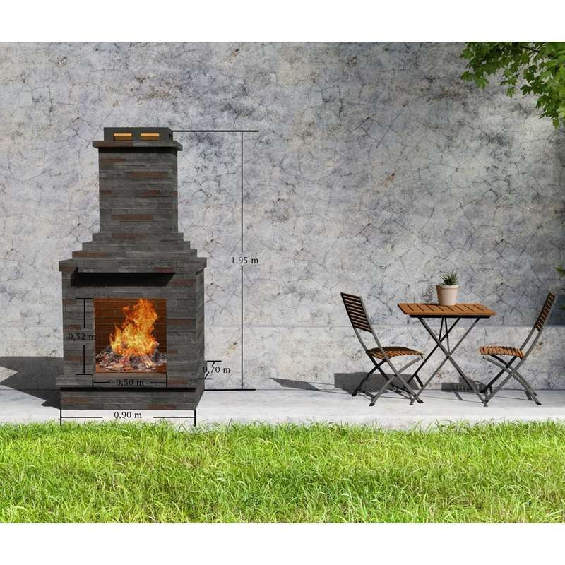 Dark Stone Masonry Garden Outdoor Fireplace by Callow