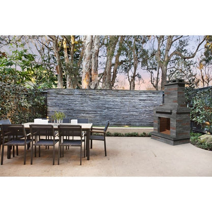 Dark Stone Masonry Garden Outdoor Fireplace by Callow