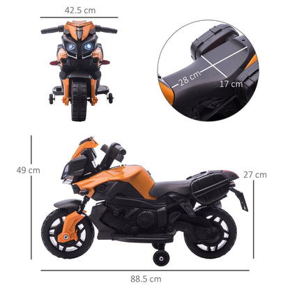 Kids 6V Electric Ride On Motorcycle Vehicle w/ Lights Horn Realistic Sounds Outdoor Play Toy for 1.5-4 Years Old Orange