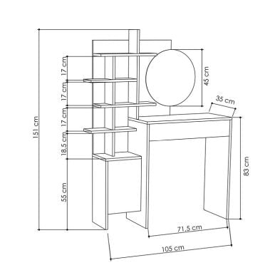 Freyja Tall Dressing Table Natural & White 1 Door 5 Shelves 1 Drawer