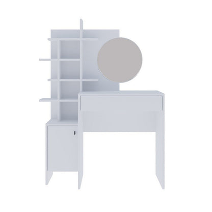 Freyja Tall Dressing Table White 1 Door 5 Shelves 1 Drawer