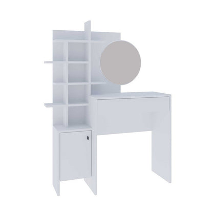 Freyja Tall Dressing Table White 1 Door 5 Shelves 1 Drawer