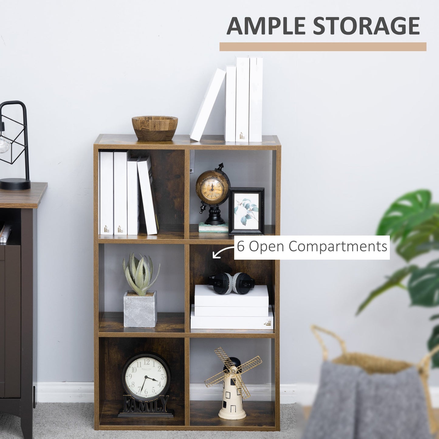 Six-Cube Rustic Industrial Style Shelving Unit