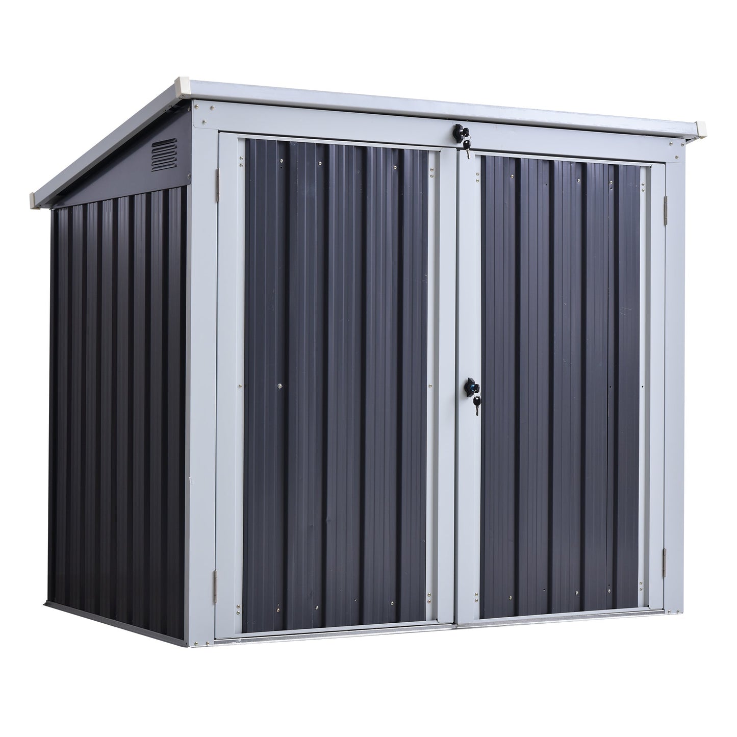 Corrugated 3.2 x 5.1' Double Door Pent Garden Store Steel Black by Steadfast