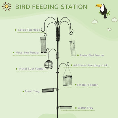 Hanging 226cm Bird Feeder Station Steel Black by Pawhut