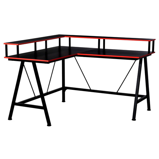 L-Shape Corner Gaming Desk Computer Table with Elevated Monitor Shelf Workstation