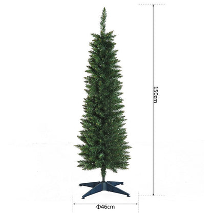 5 Foot Artificial Pine Pencil Slim Tall Christmas Tree with 294 Branch Tips Xmas Holiday Décor with Stand Green