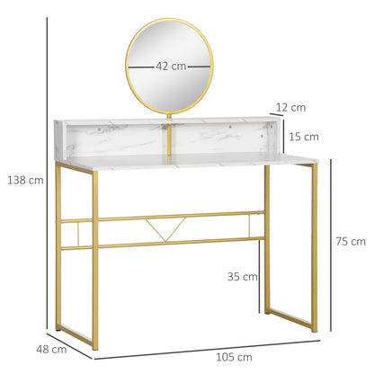 Modern Dressing Table with Round Mirror