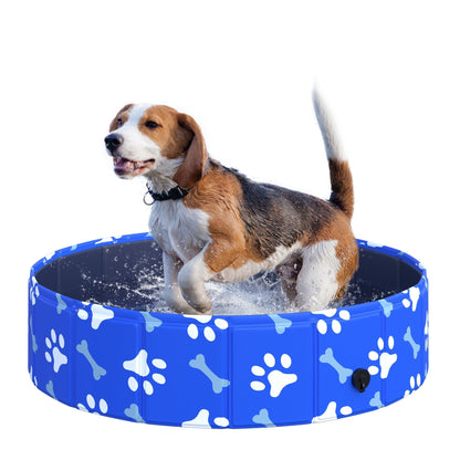 PawHut Foldable Dog Paddling Pool Pet Cat Swimming Pool Indoor/Outdoor Collapsible Bathing Tub Shower Tub Puppy ?80 × 20H cm S Sized