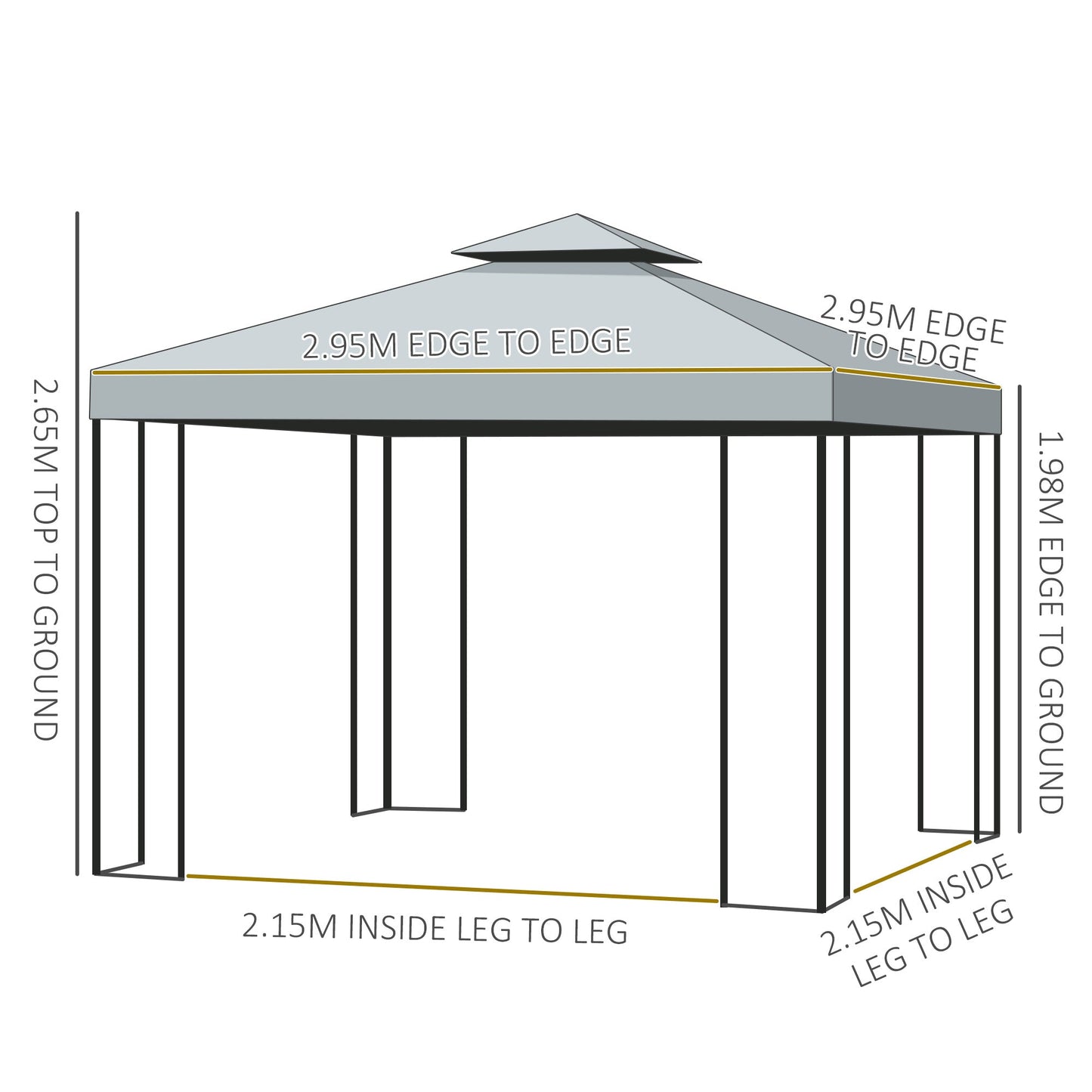 3 x 3M Metal Gazebo Garden Marquee Patio Tent Pavilion Canopy Sun Shade Shelter