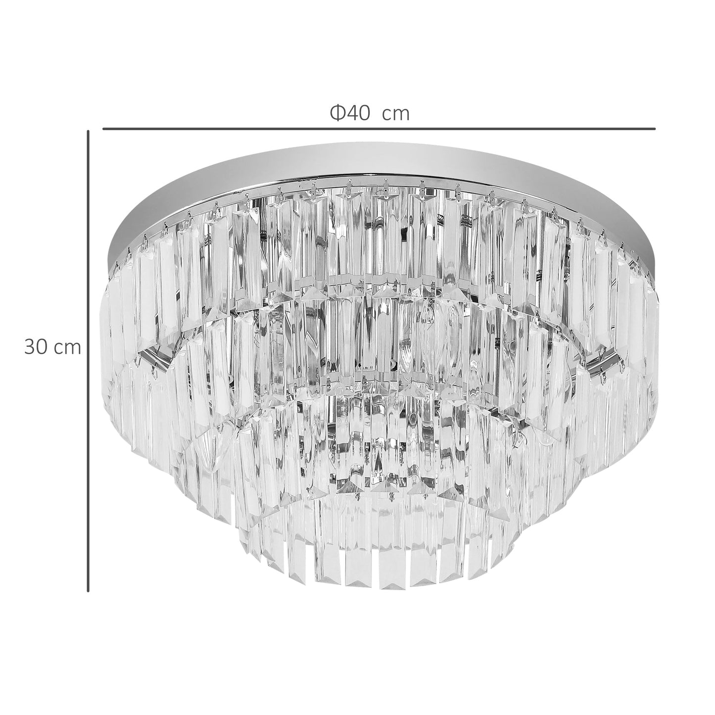 Round Crystal Ceiling Lamp 7 Lights Chandelier Mounted Fixture For Living Room Dining Room Hallway Modern