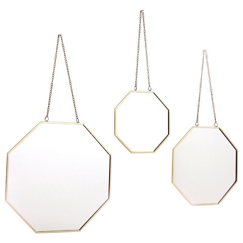 Geko 3 Deco Wall Mirrors Aluminium Gold 27cm