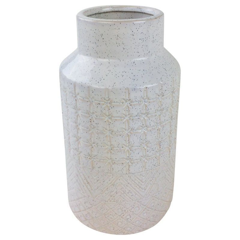 Scarthingwell Vase Stoneware White with Textured Pattern - 30cm