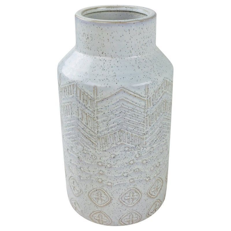 Scarthingwell Vase Stoneware White with Herringbone Pattern - 30cm