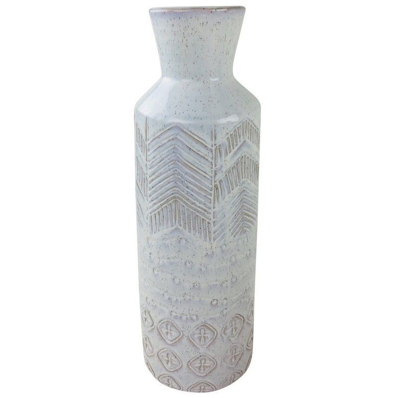 Scarthingwell Vase Stoneware White with Herringbone Pattern - 44cm