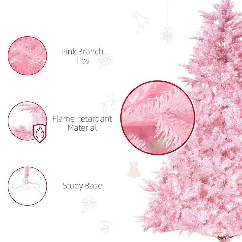 Homcom 5ft Christmas Tree Artificial - Pink 576 Tips