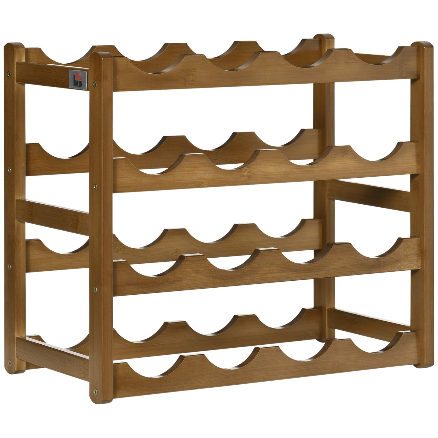 Free Standing Bamboo Wine Rack with 16 Bottles Holder