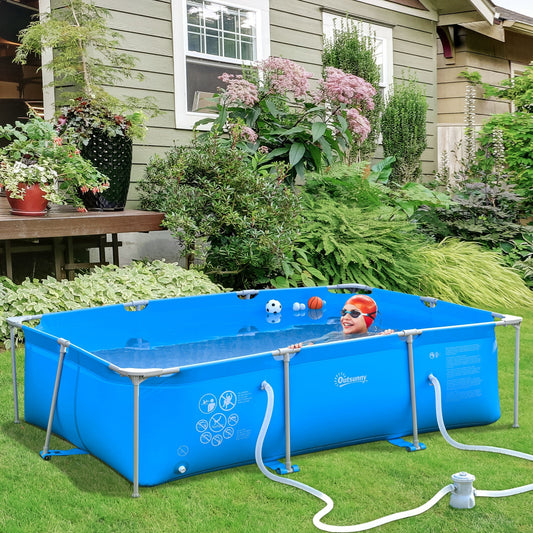 Steel Frame Swimming Pool w/ Filter Pump and Reinforced Sidewalls Rust Resistant