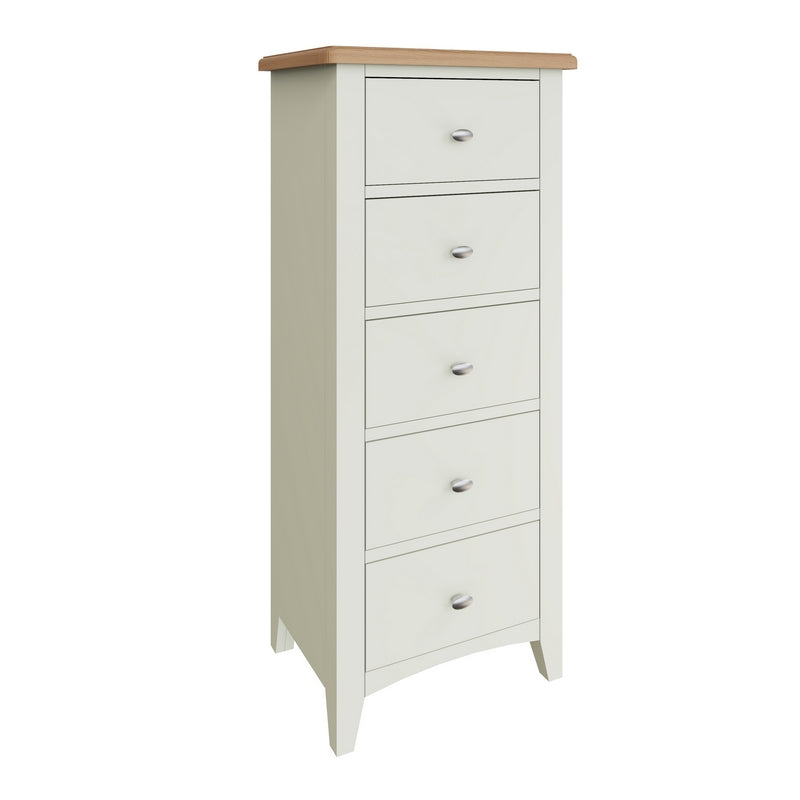 Norfolk Furniture Portchester Tall Chest of Drawers Oak White 5 Drawers