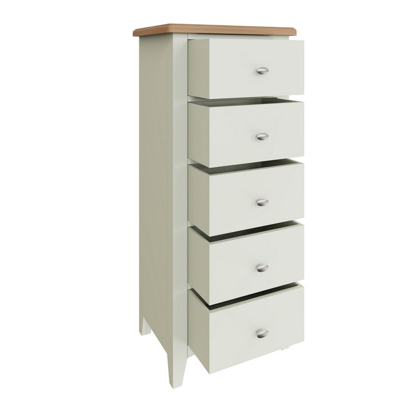 Norfolk Furniture Portchester Tall Chest of Drawers Oak White 5 Drawers