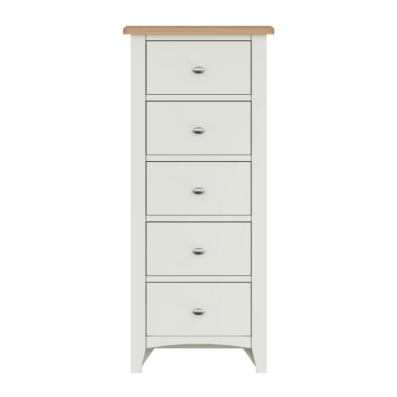 Norfolk Furniture Portchester Tall Chest of Drawers Oak White 5 Drawers