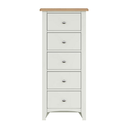 Norfolk Furniture Portchester Tall Chest of Drawers Oak White 5 Drawers