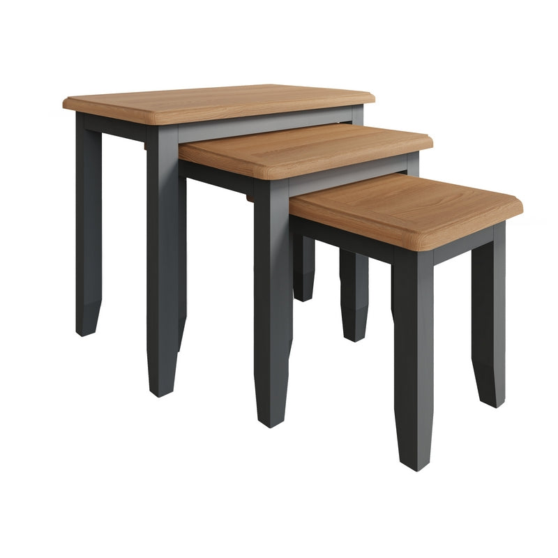 3 Portchester Nest of Tables Oak Grey