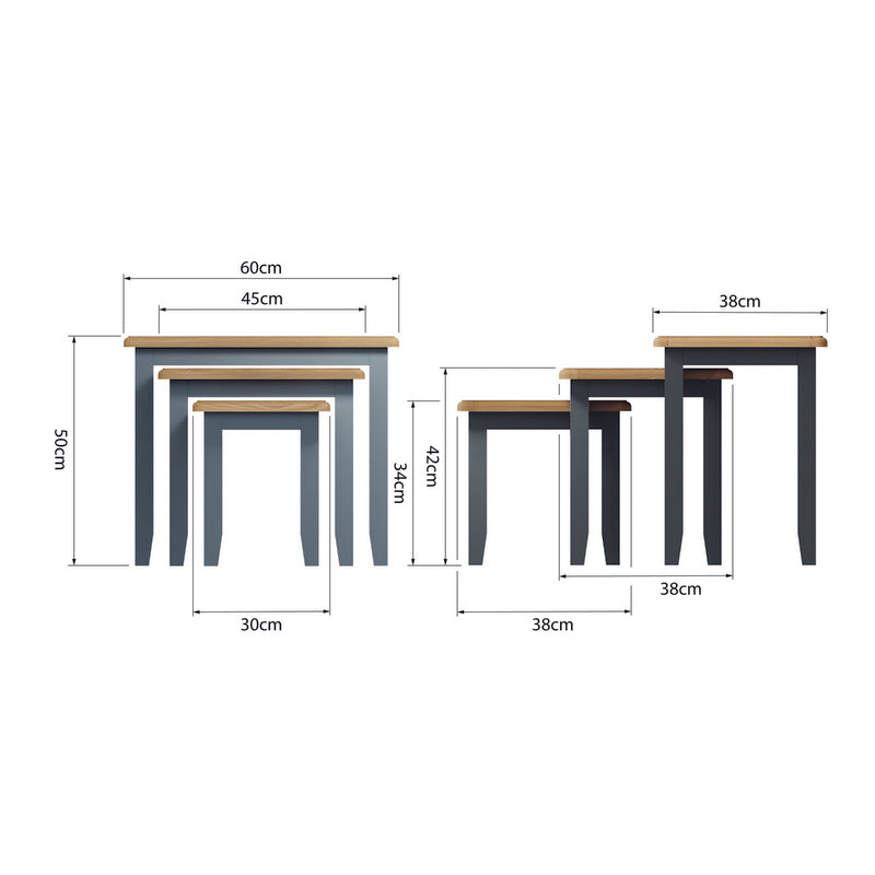 3 Portchester Nest of Tables Oak Grey