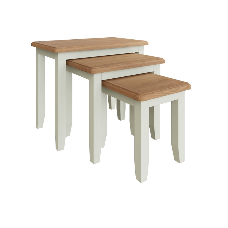 Ava Oak Nest of 3 Tables White