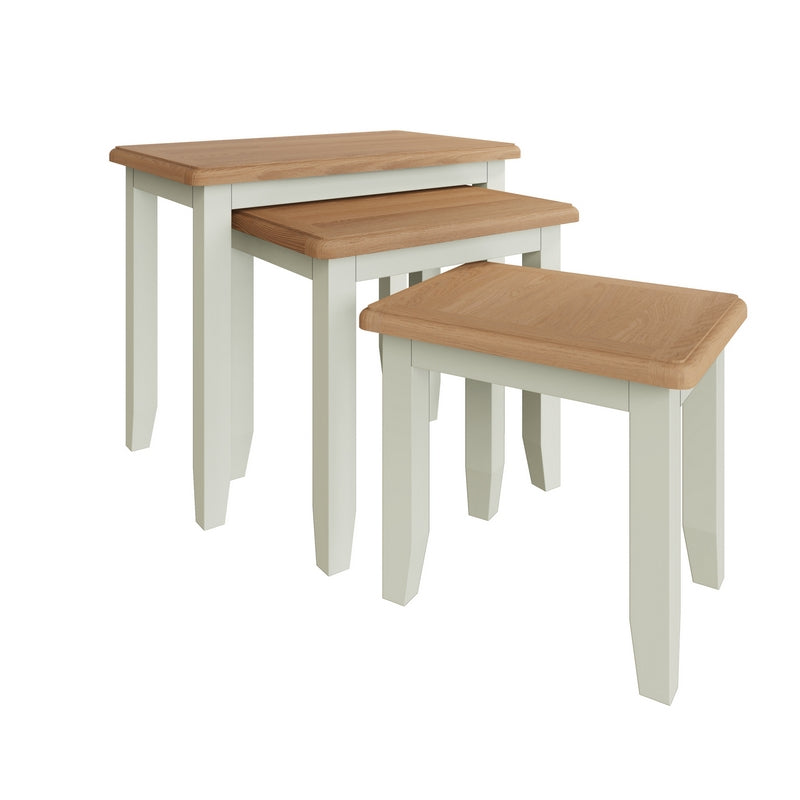 Ava Oak Nest of 3 Tables White