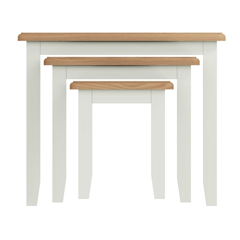 Ava Oak Nest of 3 Tables White