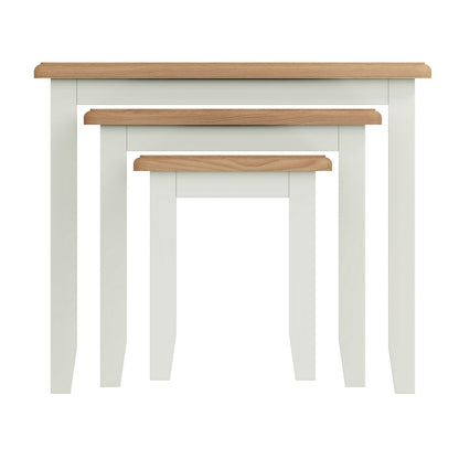 Ava Oak Nest of 3 Tables White