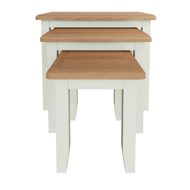 Ava Oak Nest of 3 Tables White