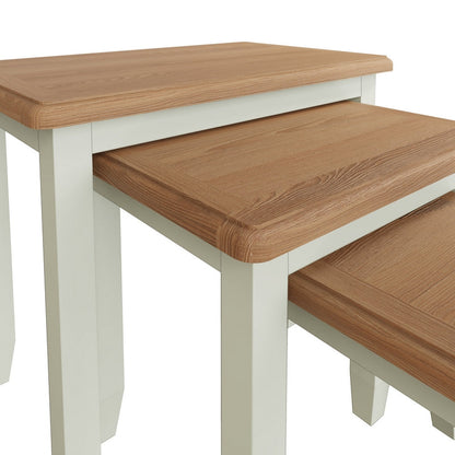 Ava Oak Nest of 3 Tables White