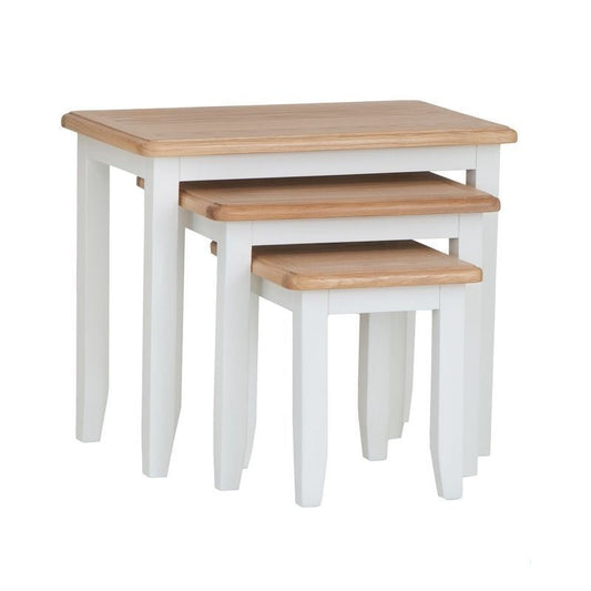 Ava Oak Nest of 3 Tables White