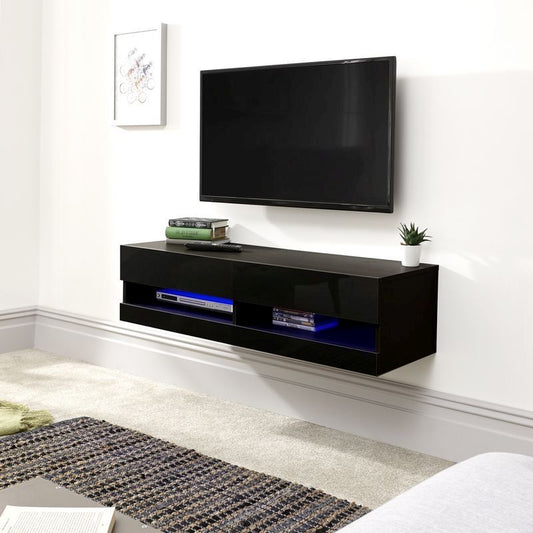 GFW Galicia TV Unit Black 2 Shelves