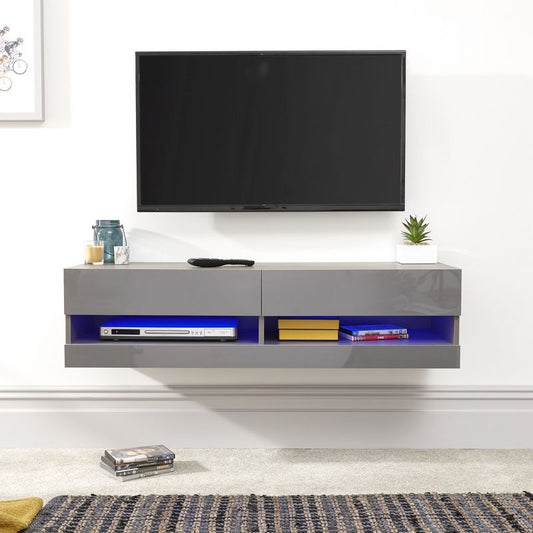 GFW Galicia TV Unit Light Grey 2 Shelves