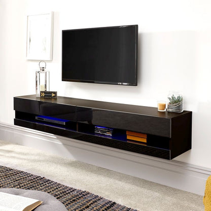 Galicia TV Unit Black 2 Shelves 2 Doors