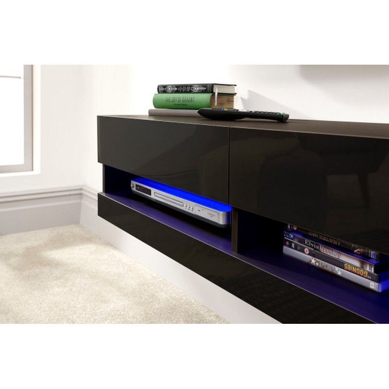 Galicia TV Unit Black 2 Shelves 2 Doors