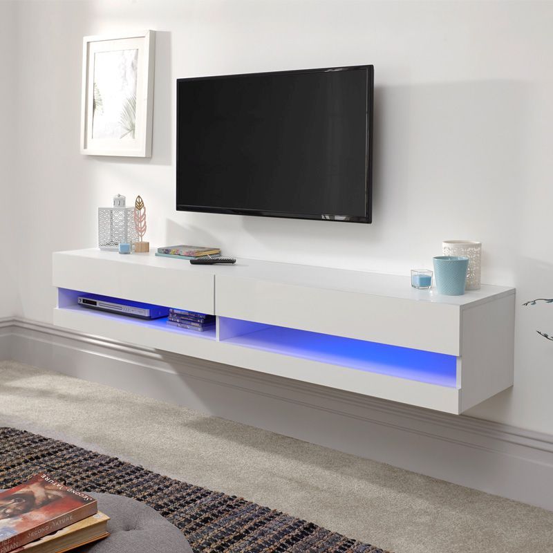 GFW Galicia TV Unit White 2 Shelves 2 Doors