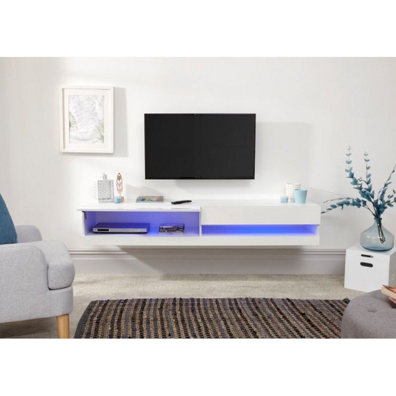 GFW Galicia TV Unit White 2 Shelves 2 Doors