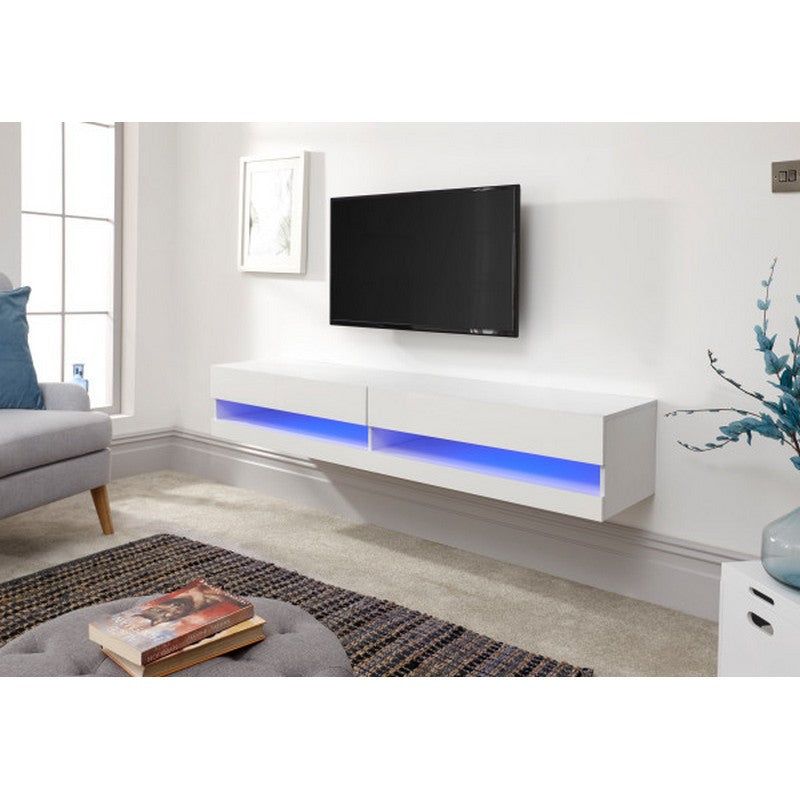 GFW Galicia TV Unit White 2 Shelves 2 Doors