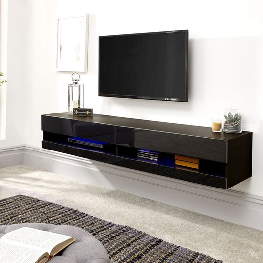 GFW Galicia TV Unit Black 2 Shelves