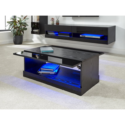 GFW Galicia Extending Coffee Table Black 1 Shelf 75cm