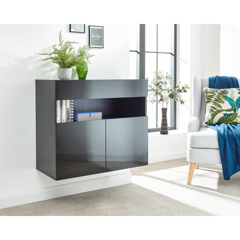 GFW Galicia Sideboard Black 3 Doors 3 Shelves